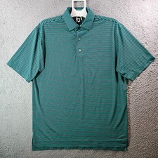 Foot Joy FJ Polo Shirt Men Large Short Sleeve Black Green Striped
