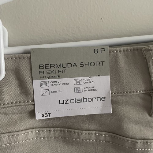 Liz Claiborne Women Petite SZ 8 Stonewall Tan Flexi Fit Bermuda Short NWT - Picture 6 of 9