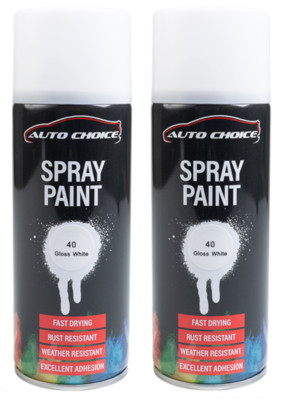 2 x AEROSOL GLANZ WEISS SPRÜHLACK AUTOCHOICE AUTO MEHRZWECK 400ML