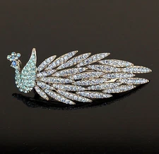Phoenix Blue Austrian Shiny Rhinestone Hair Barrette Clip Ponytail Holder B114B