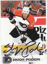 SHJON PODEIN Autographed Signed 1998 Pacific card Philadelphia Flyers COA
