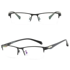 Men Metal Anti-blue Light Myopia Glasses Half Frame Business Nearsighted Glasses