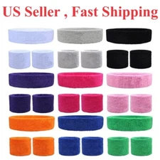 SWEATBAND SETS Wristbands headband Work Out Tennis Wrist Badminton Fitness Bands