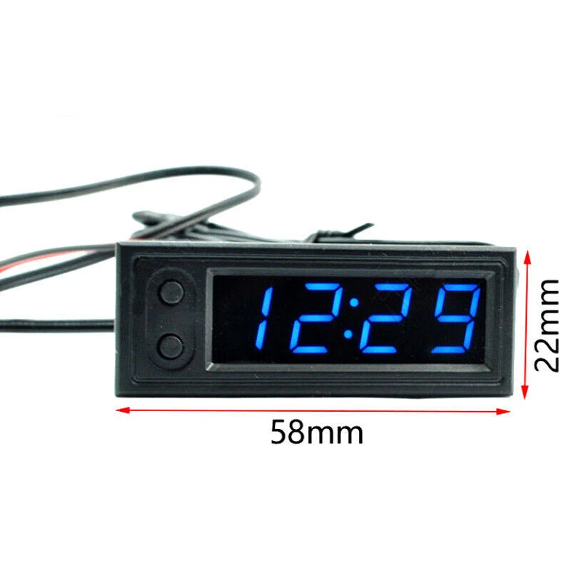 12V 3-in-1 Vehicle Car Thermometer + Voltmeter + Clock LED Digital Display - Image 3 of 4