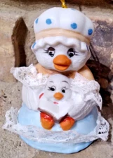 Bell Ornament Jasco Caring Critter Chimer Mama Duck Reading Porcelain Bisque 3”