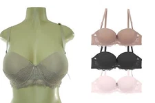 CONVERTIBLE STRAPLESS GEL POWER PUSH UP BRA SILICONE STRIP SUPPORT 34-42  B-DD