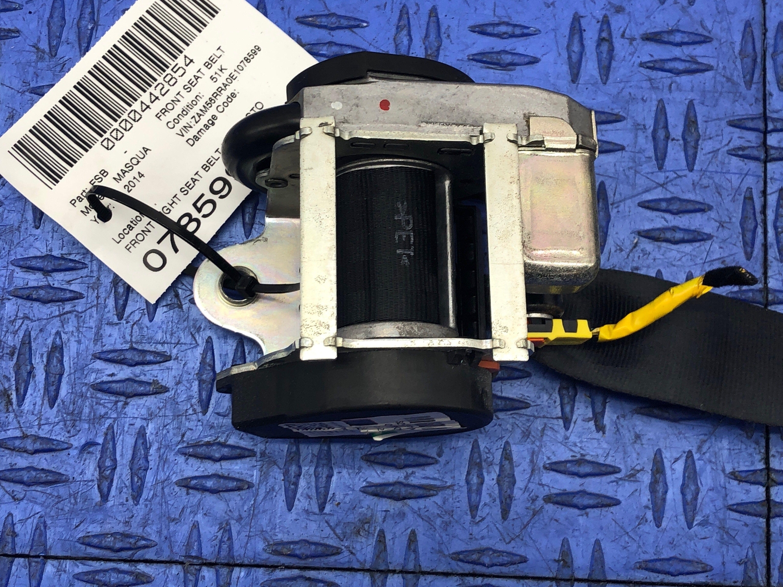2014-2021 MASERATI QUATTROPORTE FRONT RIGHT SEAT BELT RETRACTOR W/PRETENSIONER