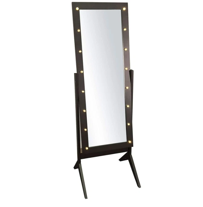 Espejo De Piso Longitud Pie Negro Hollywood Con Luces LED Grande Para Cuarto New - Image 3 of 3