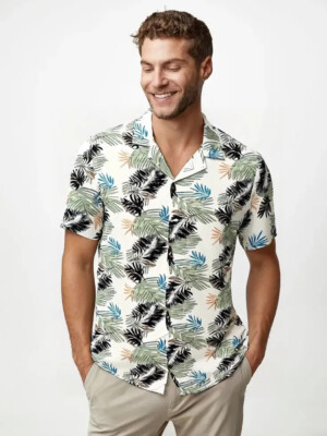 NWT Rail Hawaiian Button shirt Mens XLT 45x32 SS Multicolor Rayon Lightweight