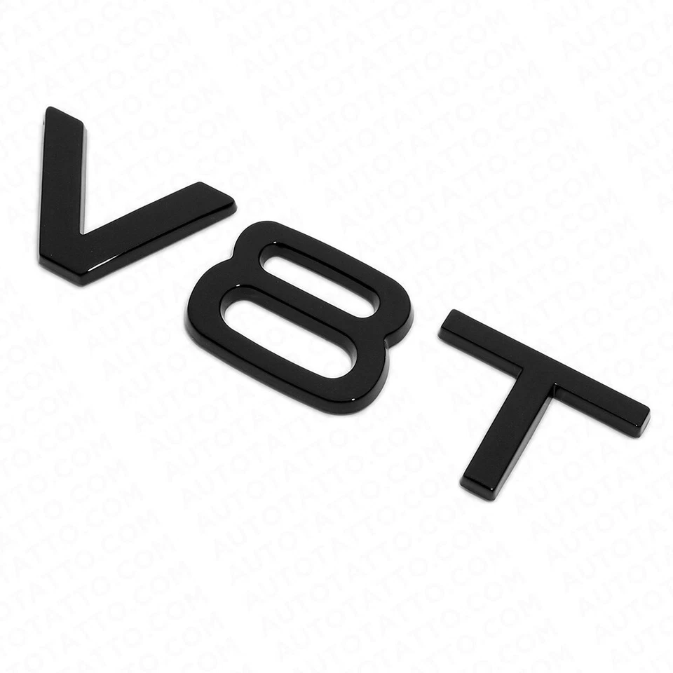 2x Audi Negro Brillante V8T Guardabarros Lateral Marcador Letra Placa de Identificación Emblema Insignia Sport Foto 3 de 4