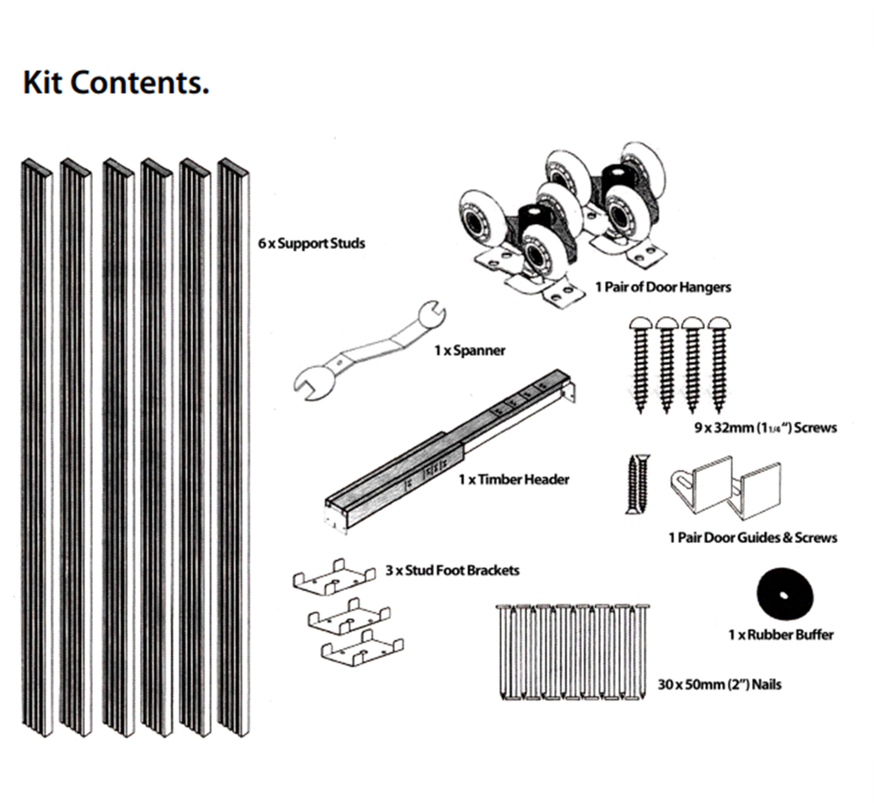 PD1 Door Frames Pocket Sliding Complete Kit Suit Timber Doors 35 45mm