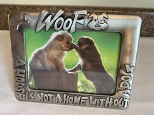Metal Dog Frame WOOF A Home Is Not A Home Without A Dog 3.5 x 5 Picture