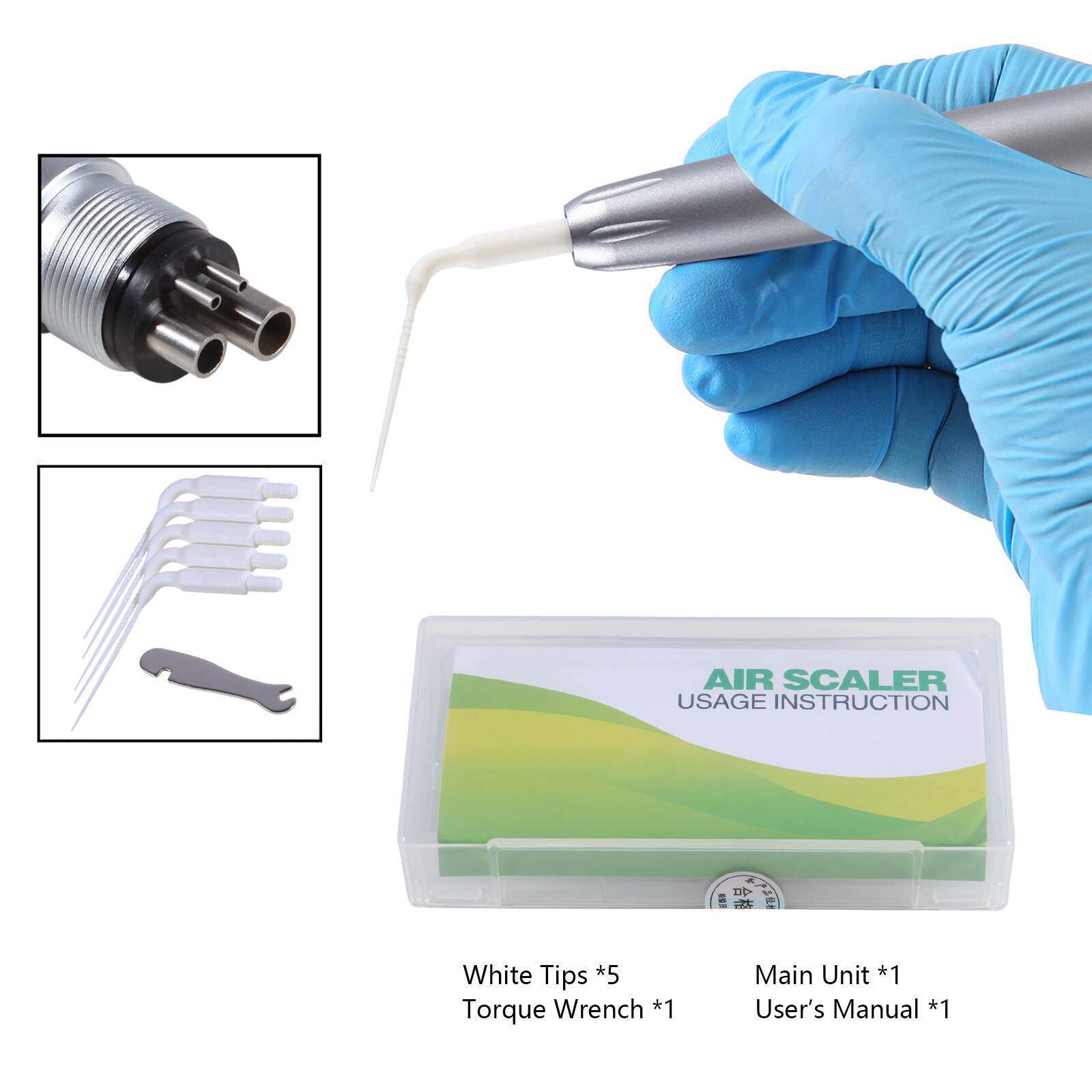 Dental air scaler handpiece Sonic w/ 5 Endo IrrigatIon Tip fit NSK KAVO
