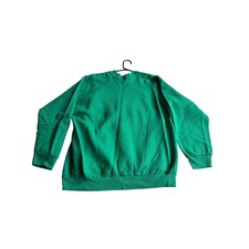 Vintage Fruit of the Loom Sweatshirt Green Raglan Blank USA Made Ladies Large