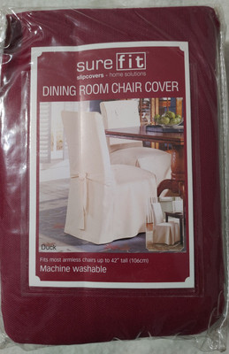 Sure Fit Duck Long Dining Room Chair Slipcover/Claret Color/Fits Up to 42''