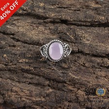 Valentines Sale 925 Silver Rose Chalcedony Gemstone Band Daughter Ring Jewelry