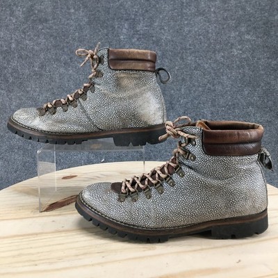 TAFT Boots Mens 43 The Viking Flecked Lace Up Ankle Boot Gray Leather Casual