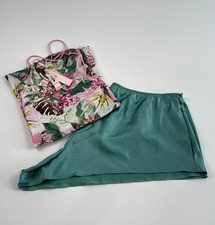 Victoria  s Secret Satin Floral Tank Top  Short PJ Set Multicolor XL NWT