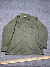 US Military Shirt Mens M/L Green 70s Utility OG 507 Vintage Dura Press Army