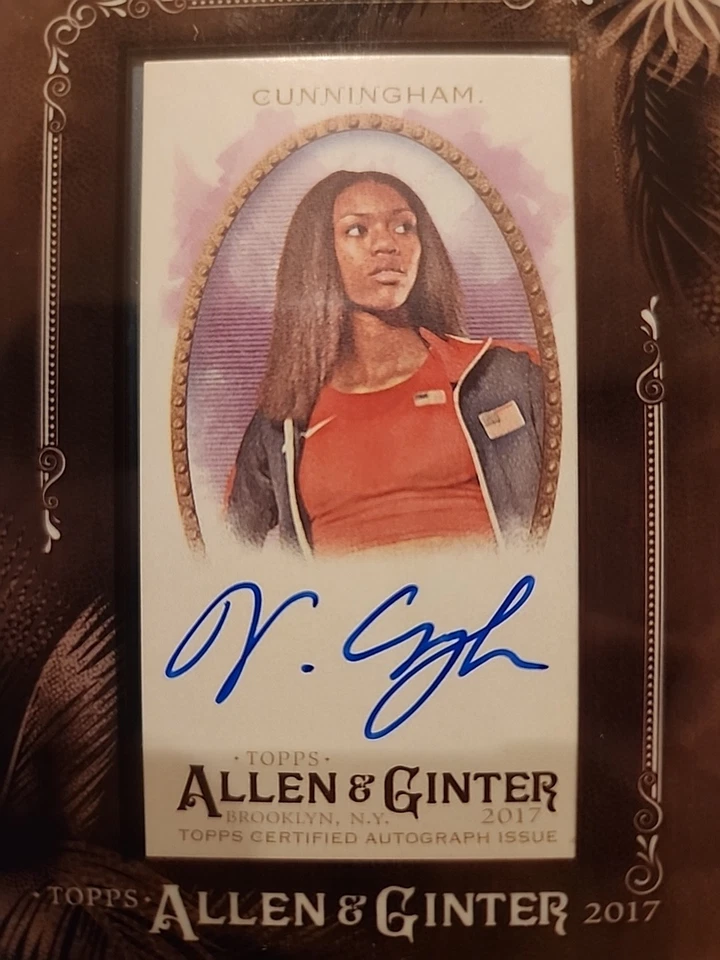 Mini autógrafo Topps Allen Ginter 2017 A&G enmarcado Vashti Cunningham High Jumper Foto 4 de 4