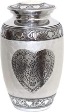 Heart-Shaped Aluminum Cremation Urn for Adult Ashes - Engraved Design
