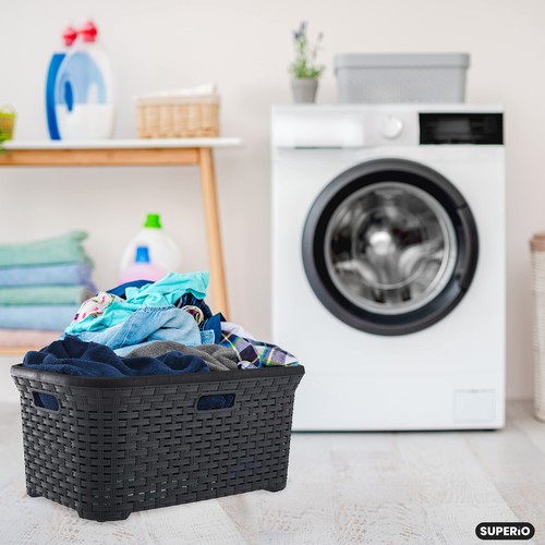 Laundry Basket Wicker Style Storage Hamper Basket with Cutout Handles 50 Lite... - Picture 7 of 7