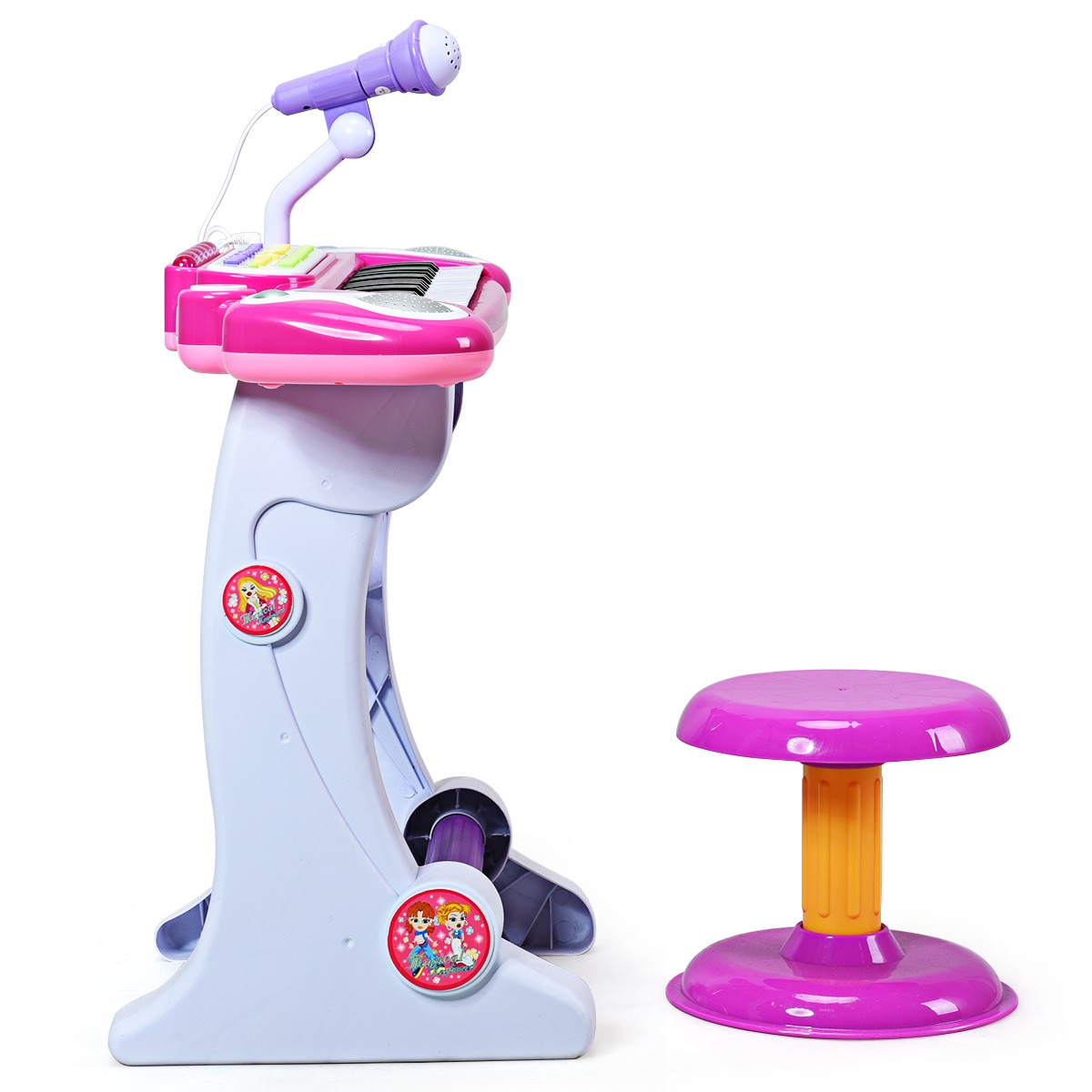 37 Key Electronic Keyboard Kids Toy Piano MP3 Input w/ Microphone and Stool Pink