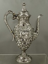 Loring Andrews Sterling Silver Coffee Pot c1895 CASTLE PATTERN