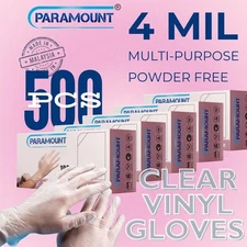 PARAMOUNT® ClearVinyl Gloves Food Processing Powder-Free 4mil 500PCS