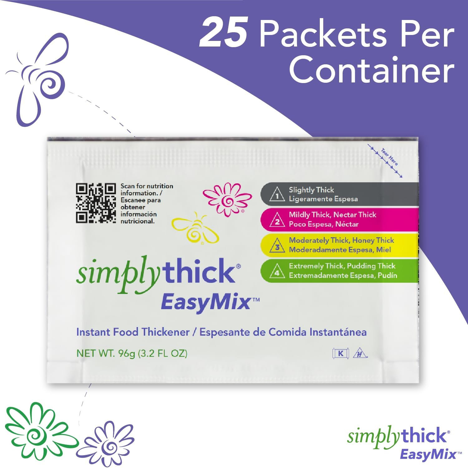 Simplythick Easymix | 25 Count of 96G Bulk-Serving Packets | Gel Thickener for D