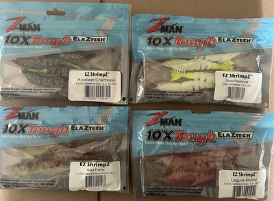 #1146 4Packs of New ZMan EZ ShrimpZ Plastic Lures 4 Lures in Each Package