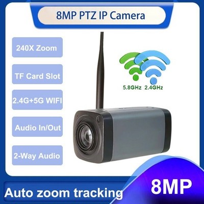 4K 8MP 240X Zoom Sony IMX415 Auto Tracking Wifi IP Camera P2P ONVIF 2-Way Audio
