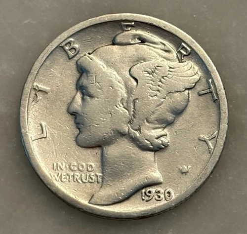 1930-S Mercury Dime - G - Good - 90% Silver