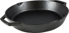 Lodge 12 Inch Pre-Seasoned Cast Iron Skillet - Dual Assist Handles - Use in the