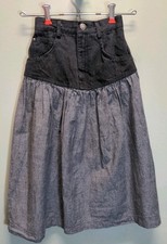 Vintage 1980s Gitano Eva Girls Skirt High waist Western Midi Modest Size L Denim
