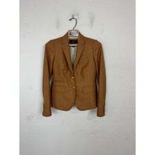 J.Crew Schoolboy Blazer Camel Brown Wool Gold Crest Button Jacket 00 48682 FA12