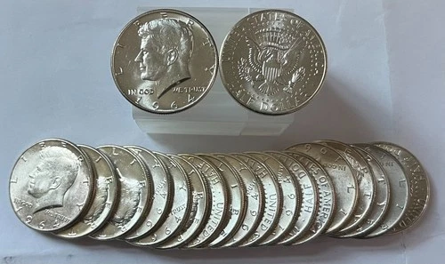 New Listing1964 Kennedy Half Dollar 90% Silver-20 Coin Roll-BU