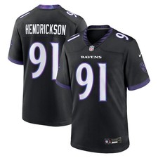 Baltimore Ravens Trey Hendrickson #91 Nike Black Alternate 2026 NFL Game Jersey