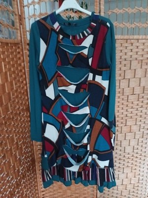 *My Design Paris*Damen- Kleid * Petrol/Bunt * Gr 38,40 * Halblang