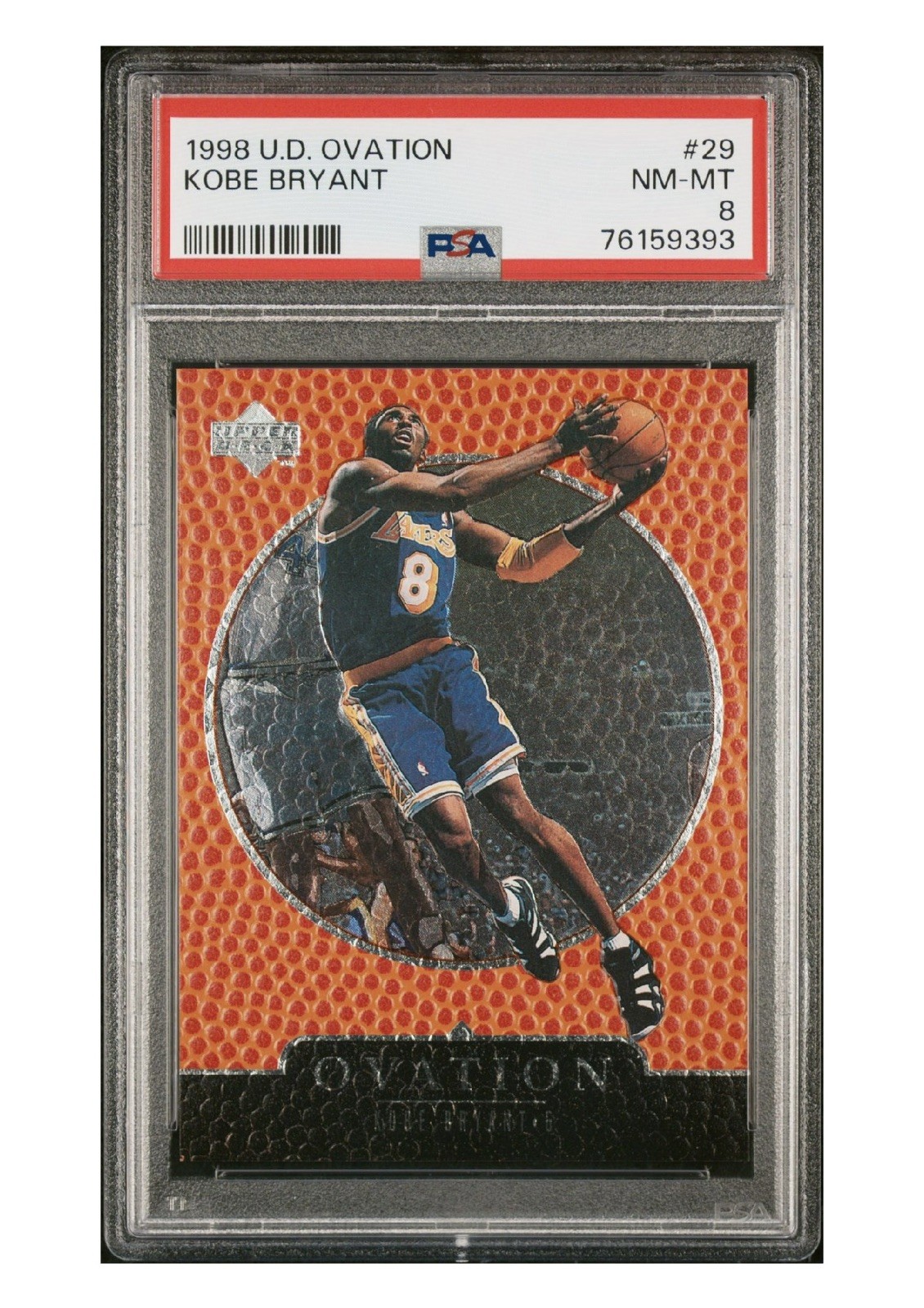 1998 UD OVATION #29 KOBE BRYANT LAKERS HOF PSA 8 view 3