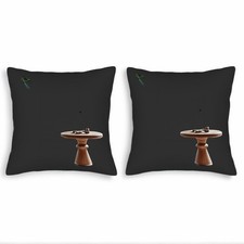 Set of 2 Throw Pillow Covers 18x18in - Black Square Cushion Cases