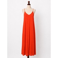Pitusa Orange Pom Pom Trim Cotton Maxi Dress Sleeveless V-Neck Peru Standard