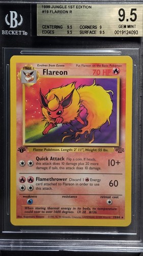 BGS 9.5 Flareon #19 1999 Pokemon Jungle 1st Edition 