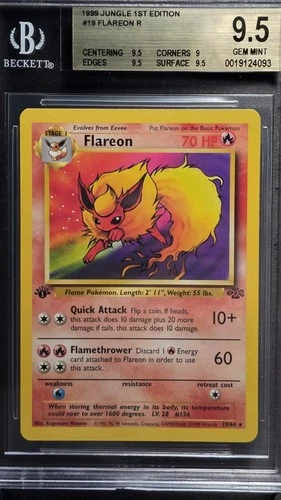 BGS 9.5 Flareon #19 1999 Pokemon Jungle 1st Edition