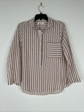 Velvet Graham Spencer 3/4 Sleeve Top Womens Size S White Pink Stripe NEW