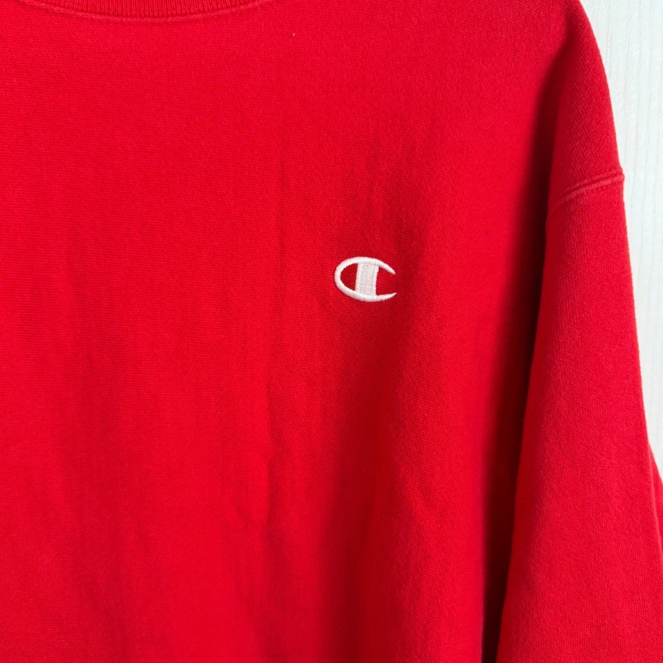 Sudadera De Colección Champion Tejido Inverso Para Hombre Grande Roja Cuello Redondo Pullover Algodón Foto 3 de 4
