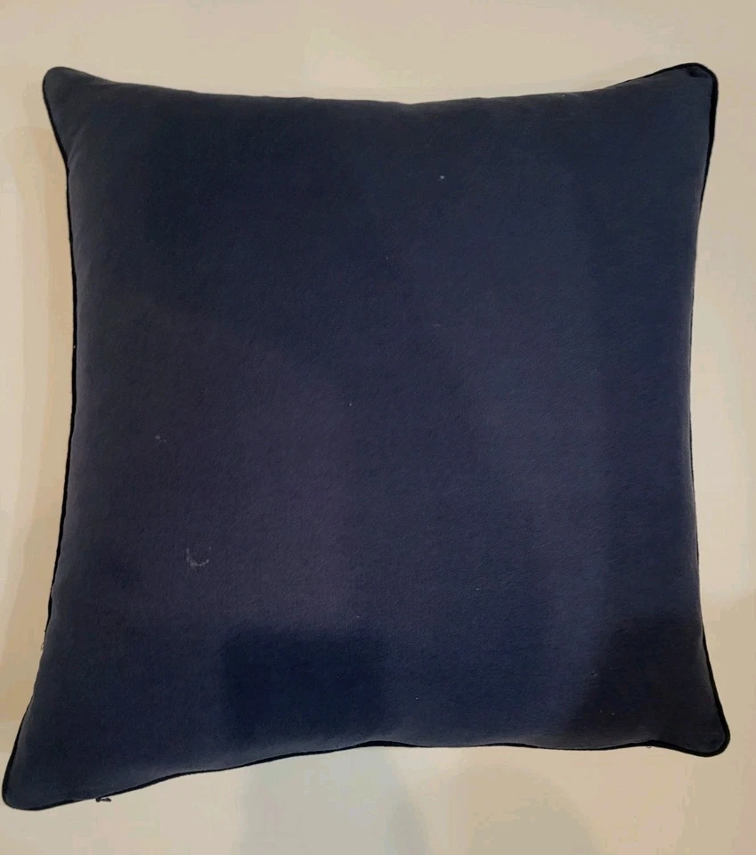 Envogue Coastal Embroidered Crab Coral Shells Linen Feather Filled Pillow 20x20" - Image 3 of 4