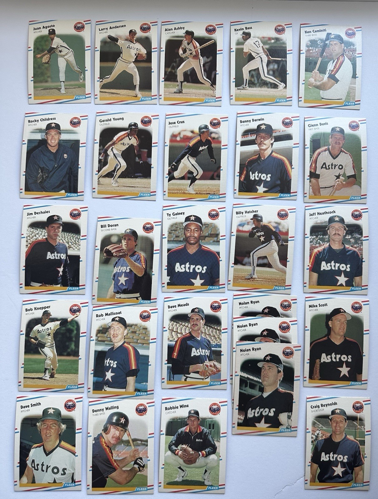 1988 Fleer Houston Astros Baseball Card Lot (26) w/ 3 Nolan Ryan & More