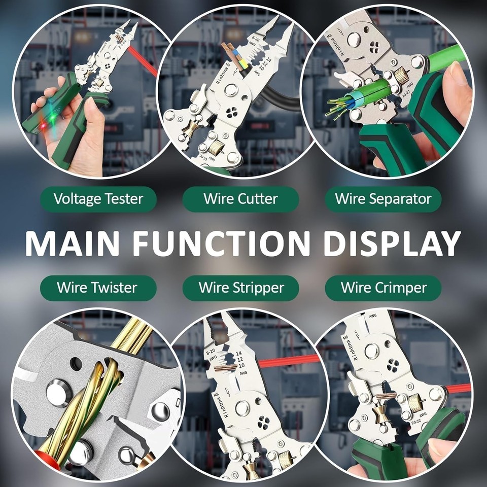 18 IN 1 Foldable Wire Stripper Detector Multi-Function Plier w/Voltage ...