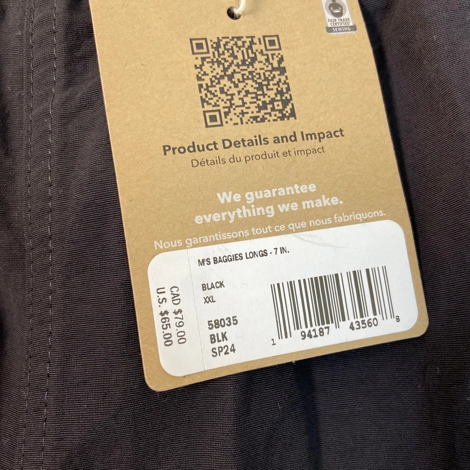 Pantalones Cortos de Natación Patagonia Para Hombres 2 XL Bolsos Largos 7 Pulgadas Negros Cintura Elástica XXL NUEVO Foto 4 de 4